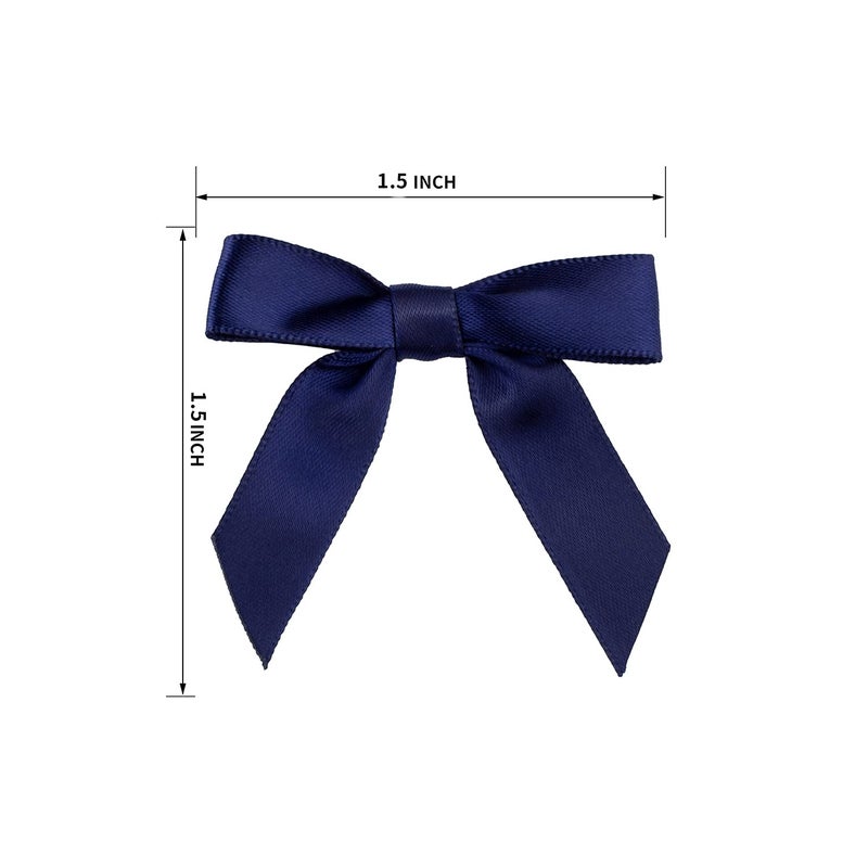 7Rainbows 50pcs Boutique 1.5" Navy Blue Satin Ribbon Mini Bows for Craft Sewing Scrapbooking Wedding and Gift Wrapping - Image 2